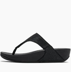 Fitflop Lulu Shimmerglitz Toe-Post Sandal - Black
