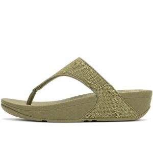 Fitflop Lulu Shimmerglitz Toe-Post Sandal - Deep Olive